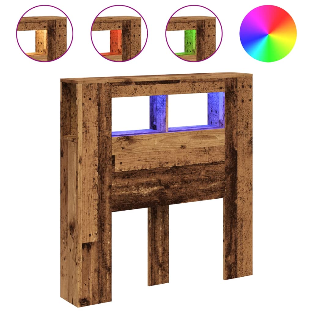 Testiera Led Legno Antico 100X18,5X103,5 Cm Legno Multistrato