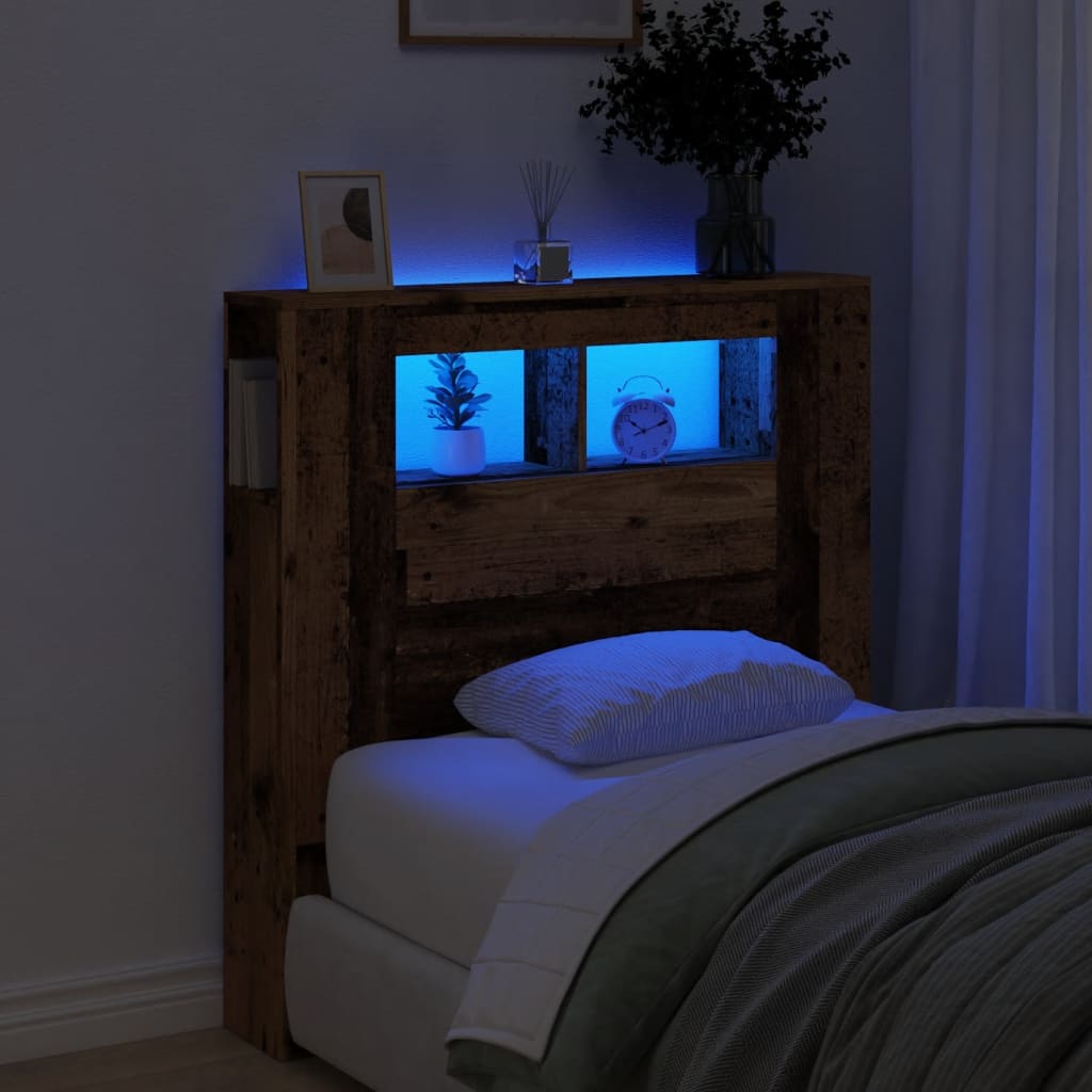 Testiera Led Legno Antico 100X18,5X103,5 Cm Legno Multistrato