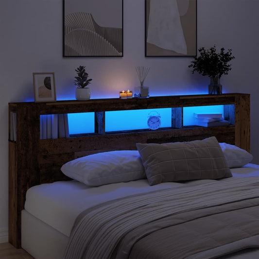 Testiera Led Legno Antico 220X18,5X103,5 Cm Legno Multistrato