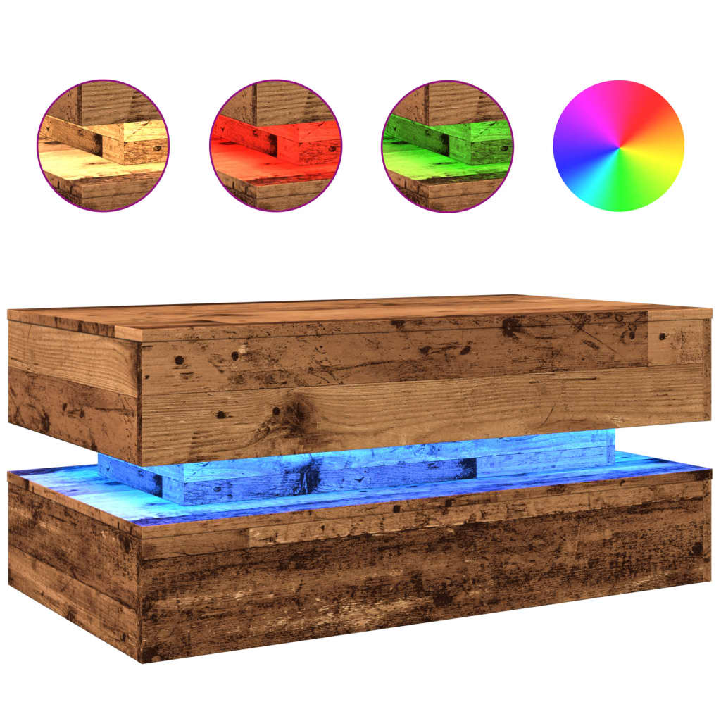 Tavolino Da Salotto Con Luci Led 90X50X40 Cm