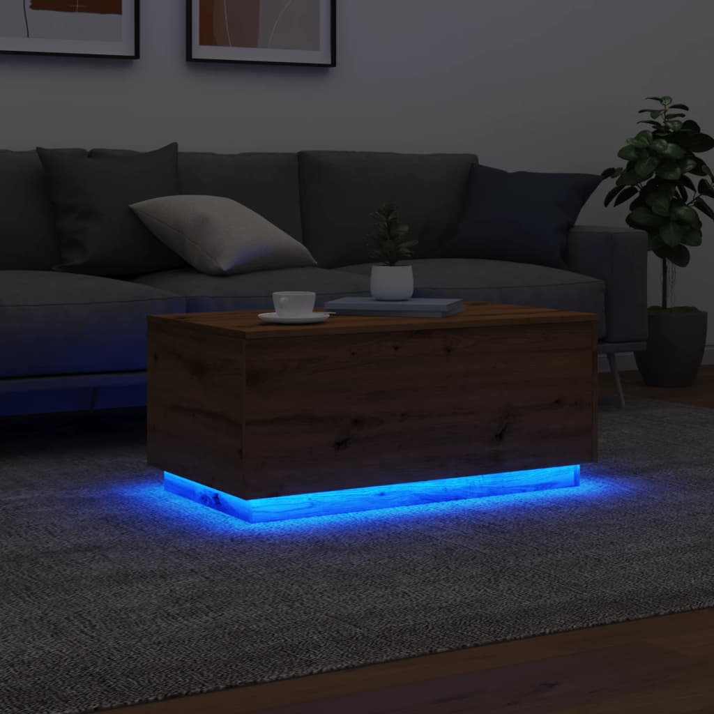 Tavolino Da Salotto Con Luci Led 90X50X40 Cm