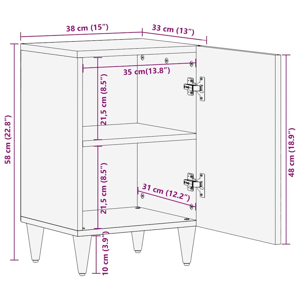 Mobile Da Bagno 38X33X58 Cm In Legno Massello Di Mango