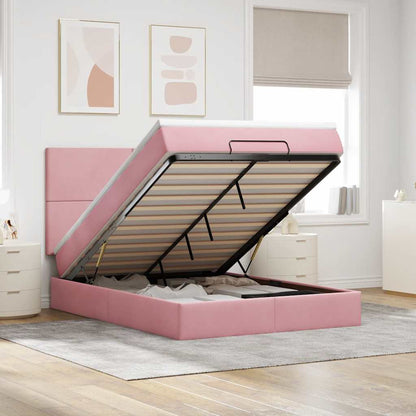 Struttura Letto Pouf Con Materassi In Velluto Rosa