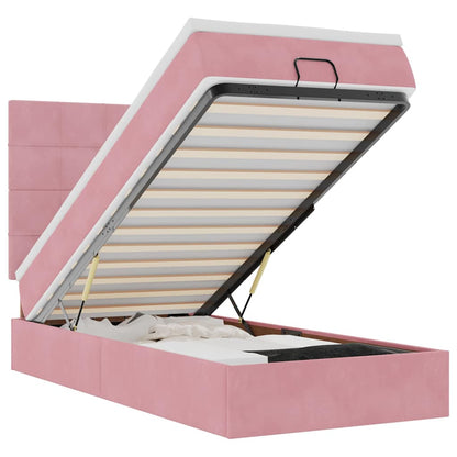 Struttura Letto Pouf Con Materassi In Velluto Rosa