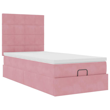 Struttura Letto Pouf Con Materassi In Velluto Rosa