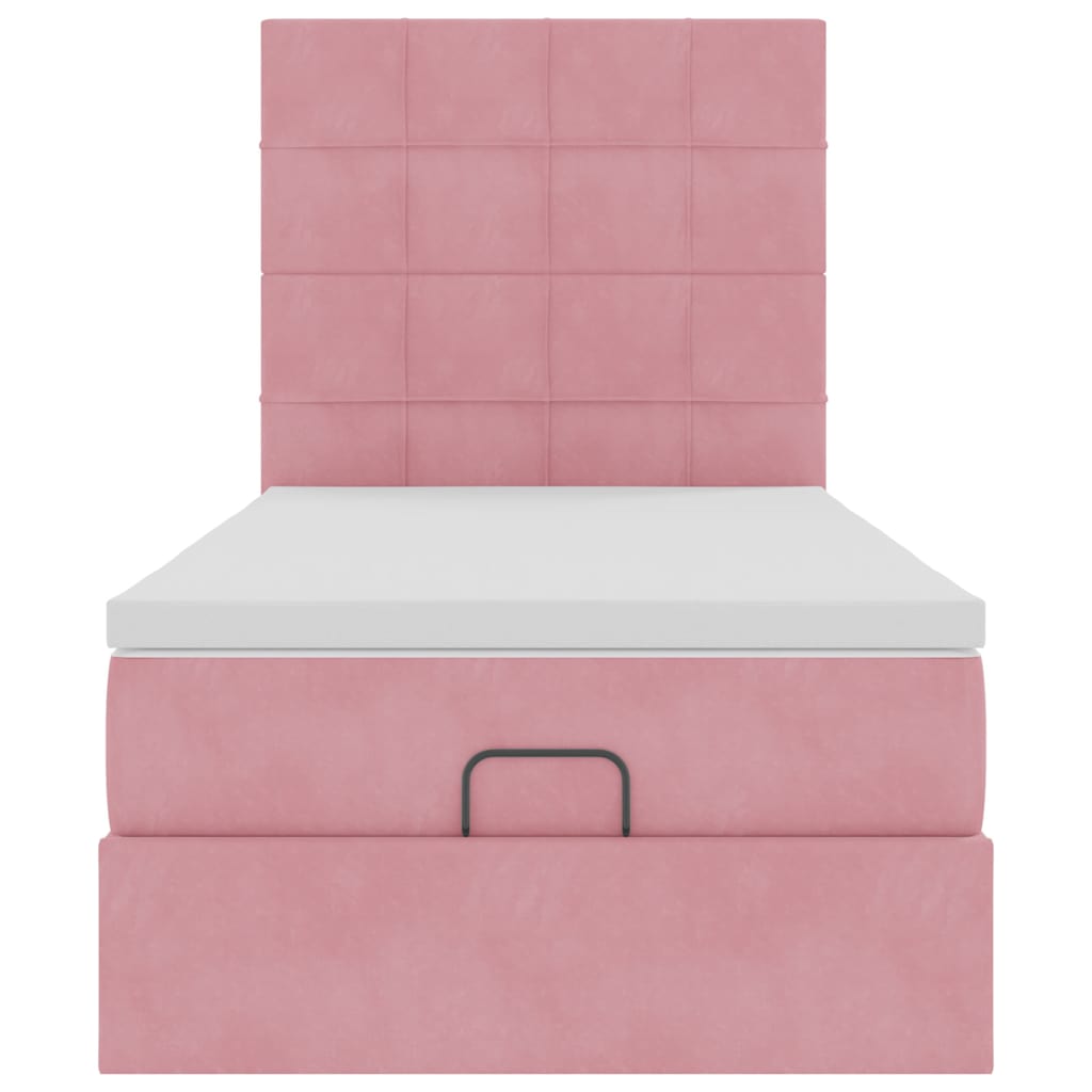 Struttura Letto Pouf Con Materassi In Velluto Rosa