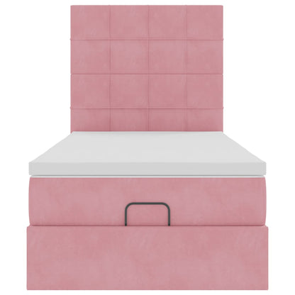 Struttura Letto Pouf Con Materassi In Velluto Rosa