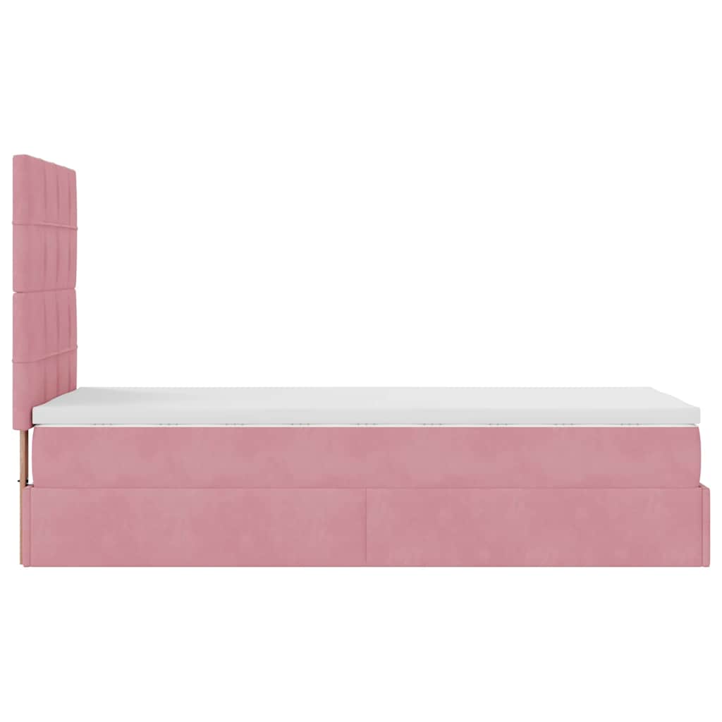 Struttura Letto Pouf Con Materassi In Velluto Rosa