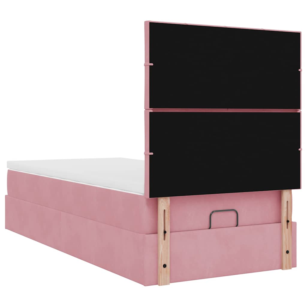Struttura Letto Pouf Con Materassi In Velluto Rosa