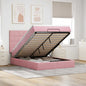 Struttura Letto Pouf Con Materassi In Velluto Rosa