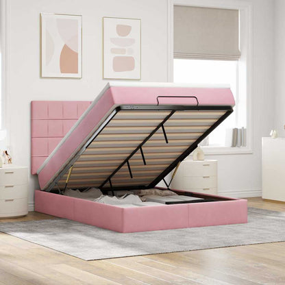 Struttura Letto Pouf Con Materassi In Velluto Rosa