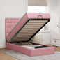 Struttura Letto Pouf Con Materassi In Velluto Rosa