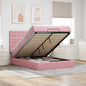 Struttura Letto Pouf Con Materassi In Velluto Rosa