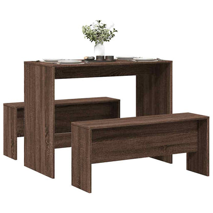 Set Tavolo Da Pranzo E Panche 3 Pz In Truciolato