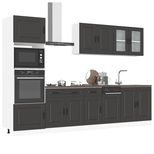 Set Mobili Da Cucina 7 Pz Kalmar Neri Legno Multistrato