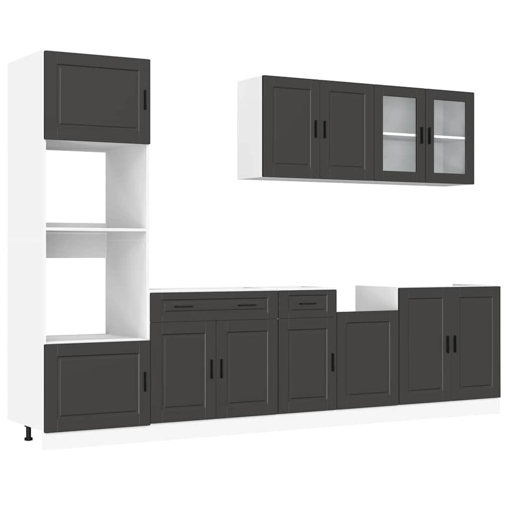 Set Mobili Da Cucina 7 Pz Porto Neri Legno Multistrato
