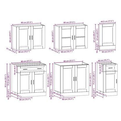 Set Mobili Da Cucina 7 Pz Porto Neri Legno Multistrato