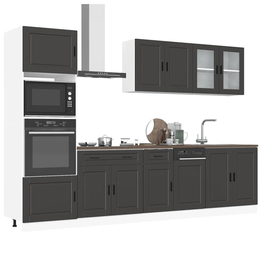 Set Mobili Da Cucina 7 Pz Porto Neri Legno Multistrato