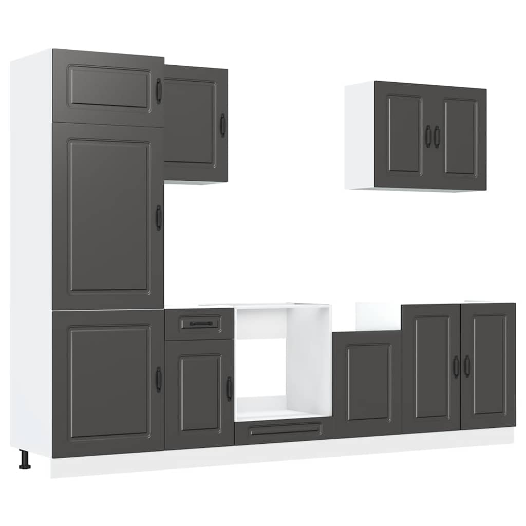 Set Mobili Da Cucina 7 Pz Kalmar Neri Legno Multistrato