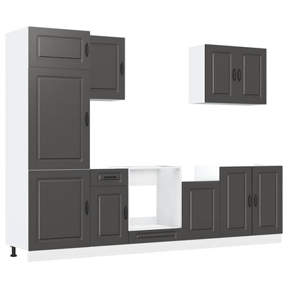 Set Mobili Da Cucina 7 Pz Kalmar Neri Legno Multistrato