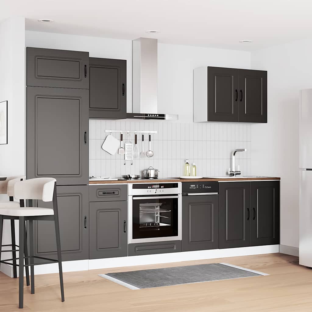 Set Mobili Da Cucina 7 Pz Kalmar Neri Legno Multistrato