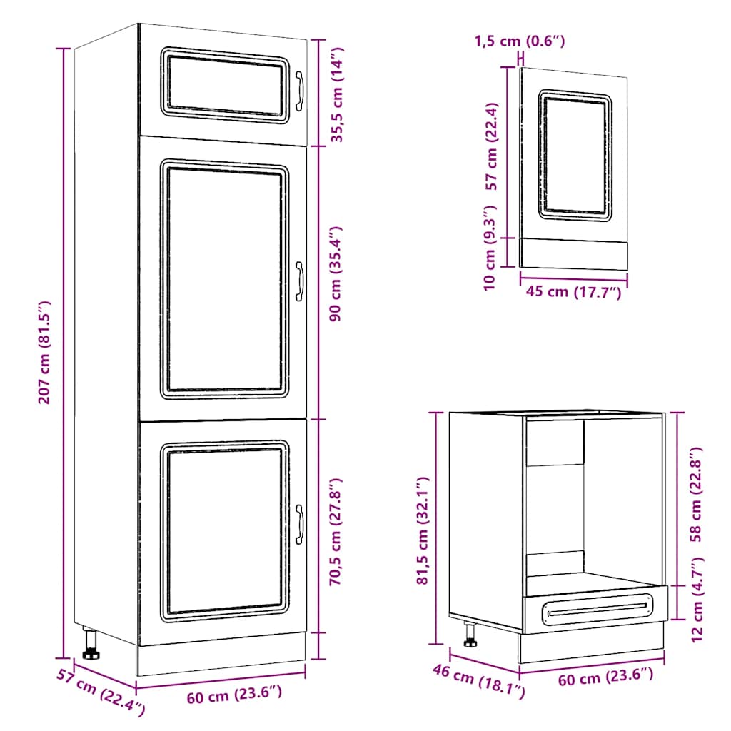 Set Mobili Da Cucina 7 Pz Kalmar Neri Legno Multistrato