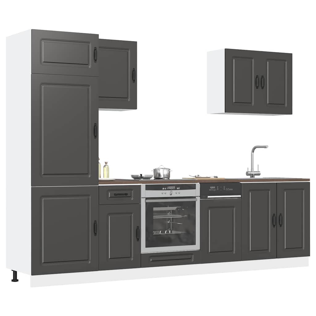 Set Mobili Da Cucina 7 Pz Kalmar Neri Legno Multistrato