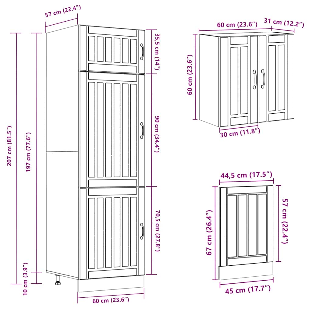 Set Mobili Da Cucina 8 Pz Kalmar In Truciolato