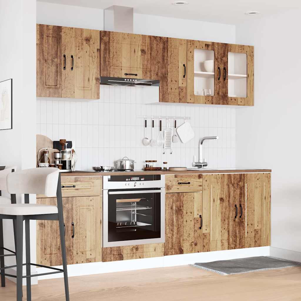 Set Mobili Da Cucina 8 Pz Kalmar Legno Vecchio In Truciolato