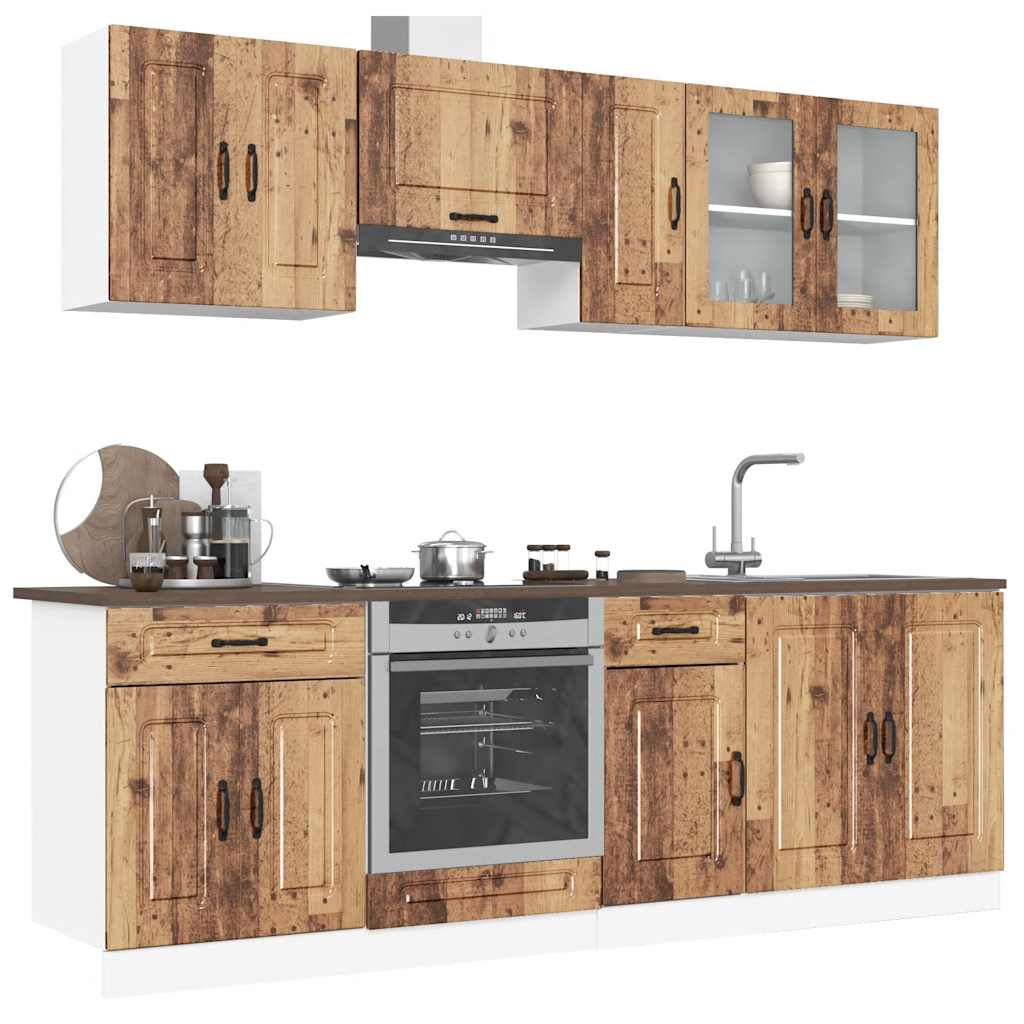 Set Mobili Da Cucina 8 Pz Kalmar Legno Vecchio In Truciolato