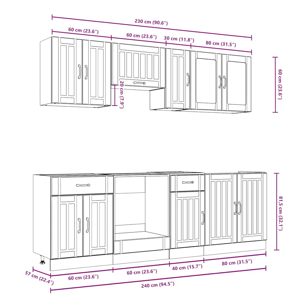 Set Mobili Da Cucina 8 Pz Kalmar Truciolato