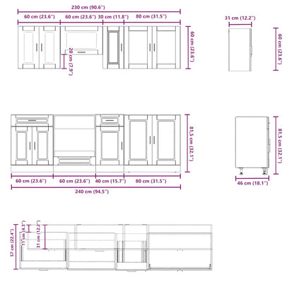 Set Mobili Da Cucina 8 Pz Kalmar Truciolato
