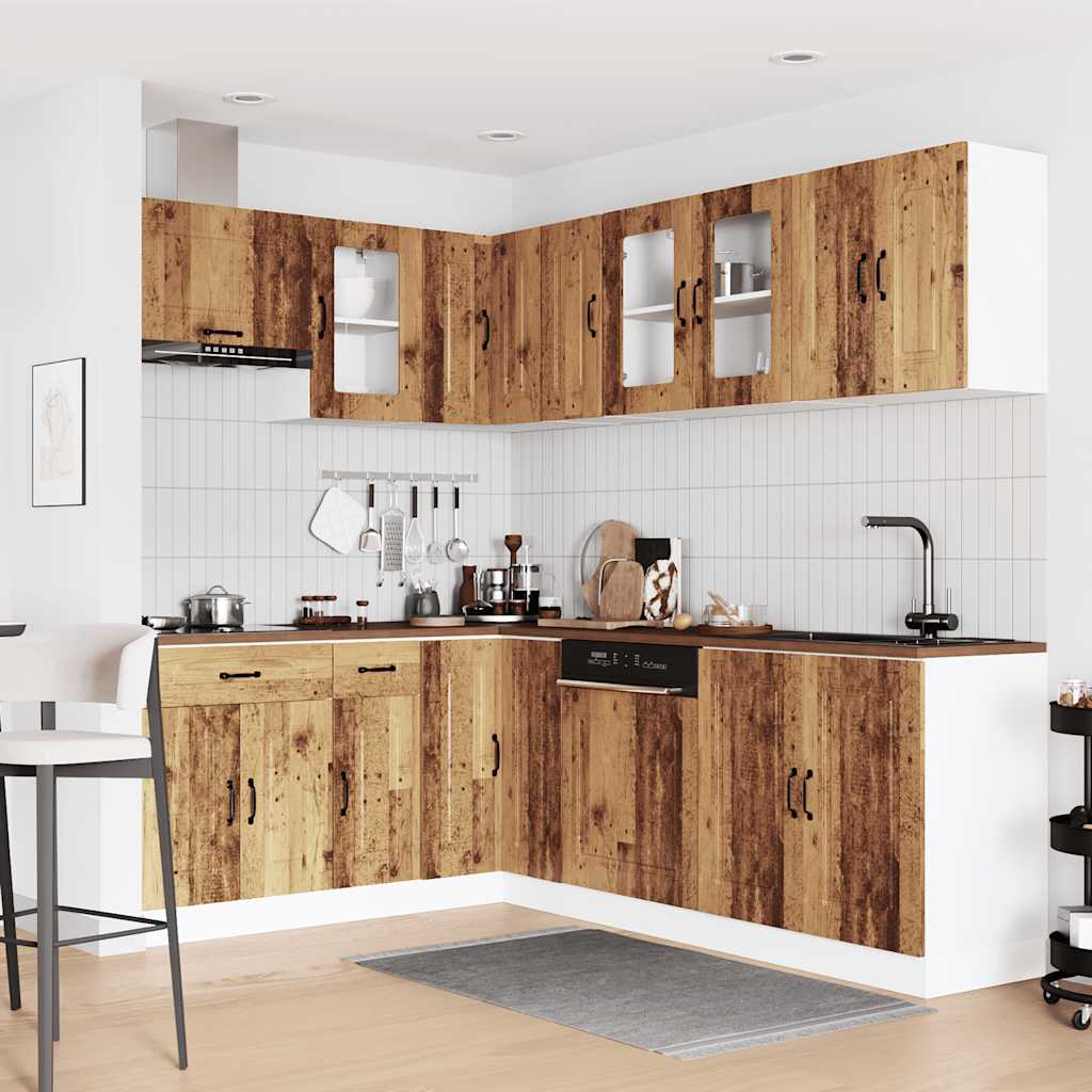 Set Mobili Da Cucina 11 Pz Kalmar Legno Vecchio In Truciolato