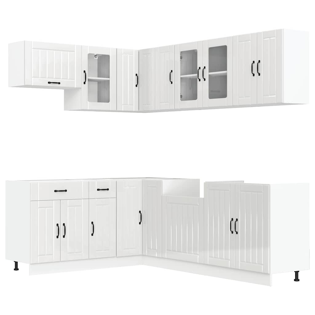 Set Mobili Da Cucina 11 Pz Lucca Bianchi Lucido In Truciolato