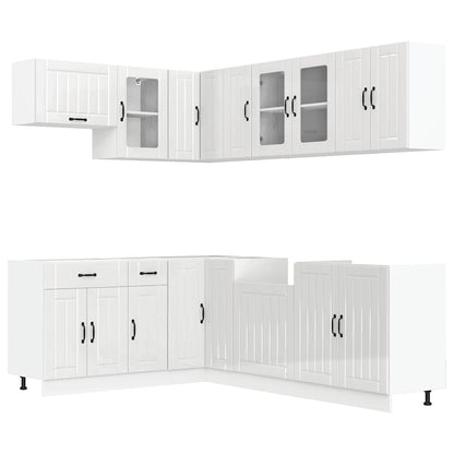 Set Mobili Da Cucina 11 Pz Lucca Bianchi Lucido In Truciolato