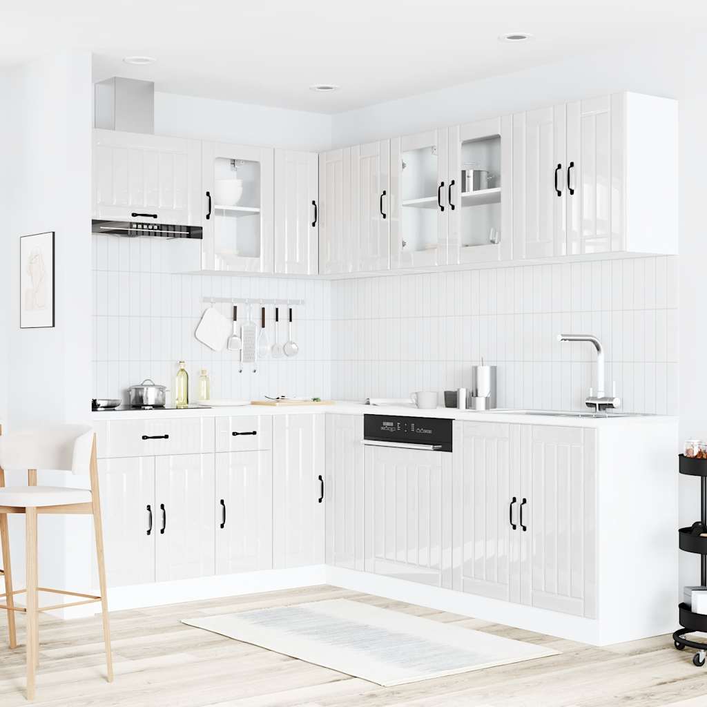 Set Mobili Da Cucina 11 Pz Lucca Bianchi Lucido In Truciolato
