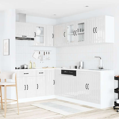 Set Mobili Da Cucina 11 Pz Lucca Bianchi Lucido In Truciolato