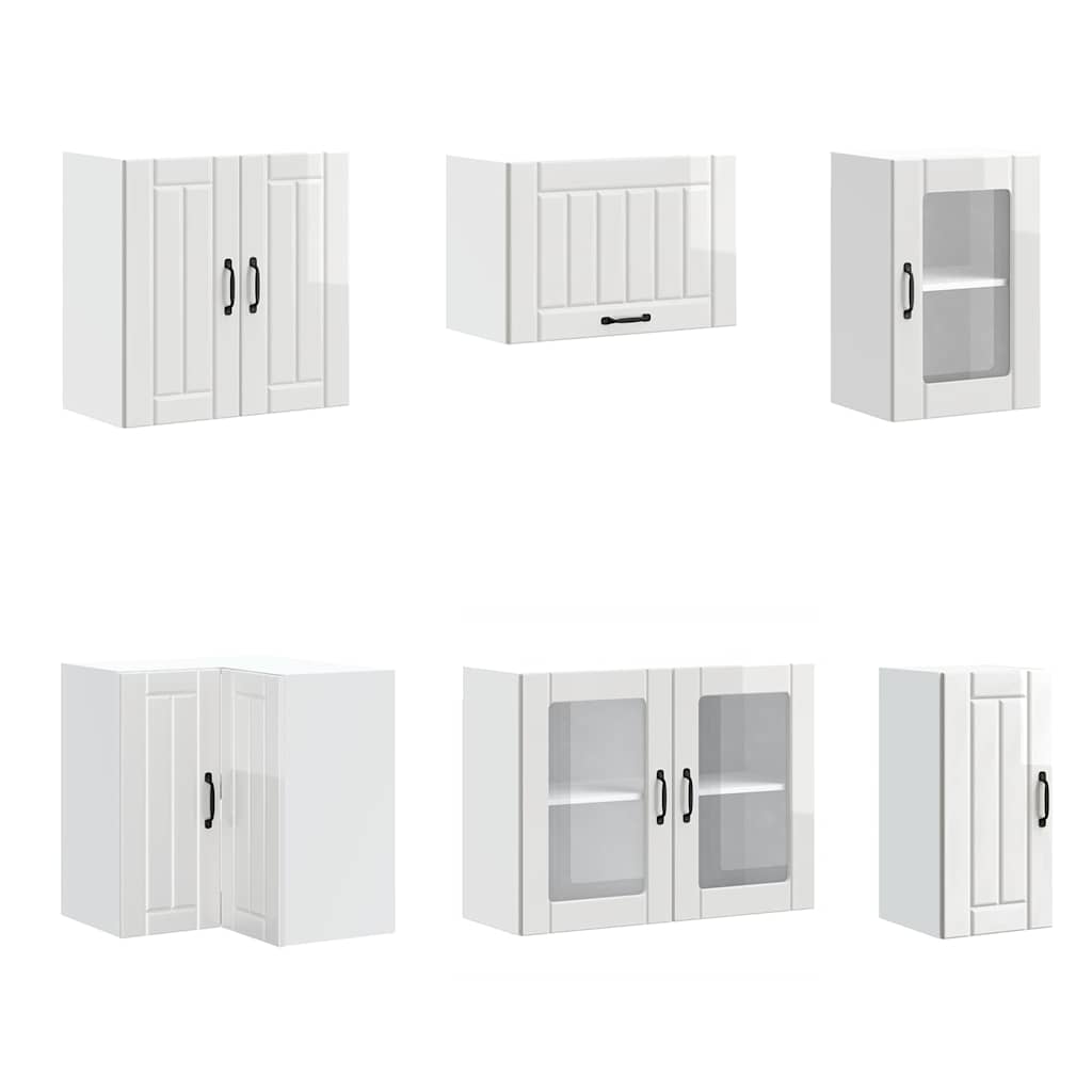 Set Mobili Da Cucina 11 Pz Lucca Bianchi Lucido In Truciolato