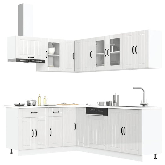 Set Mobili Da Cucina 11 Pz Lucca Bianchi Lucido In Truciolato