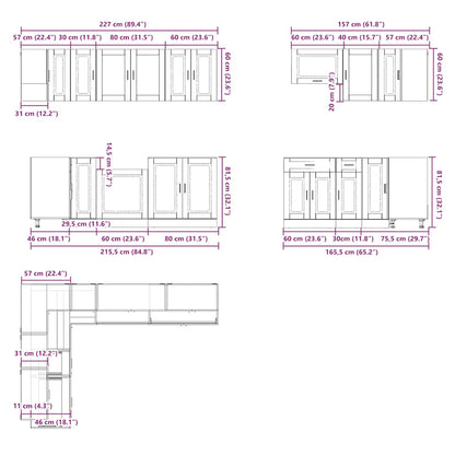 Set Mobili Da Cucina 11 Pz Porto Bianchi Legno Multistrato