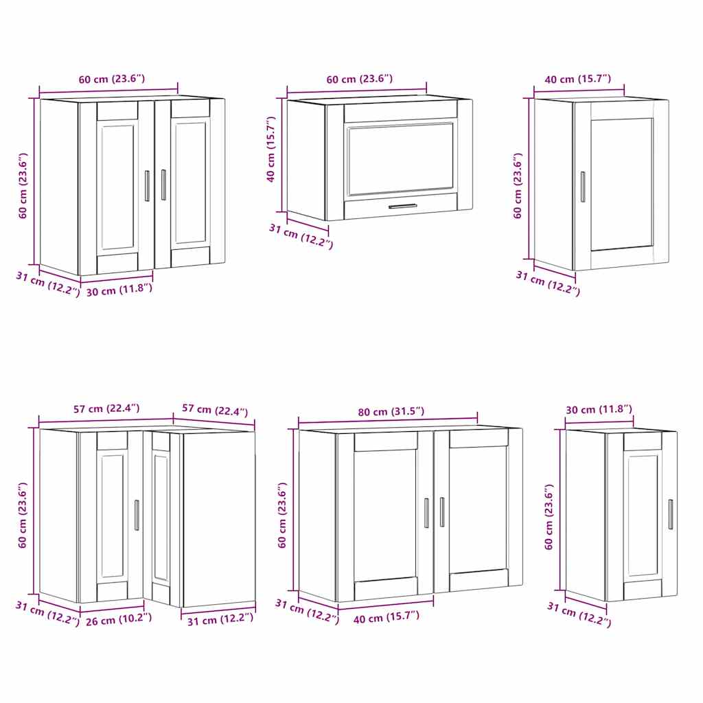 Set Mobili Da Cucina 11 Pz Porto Bianchi Legno Multistrato