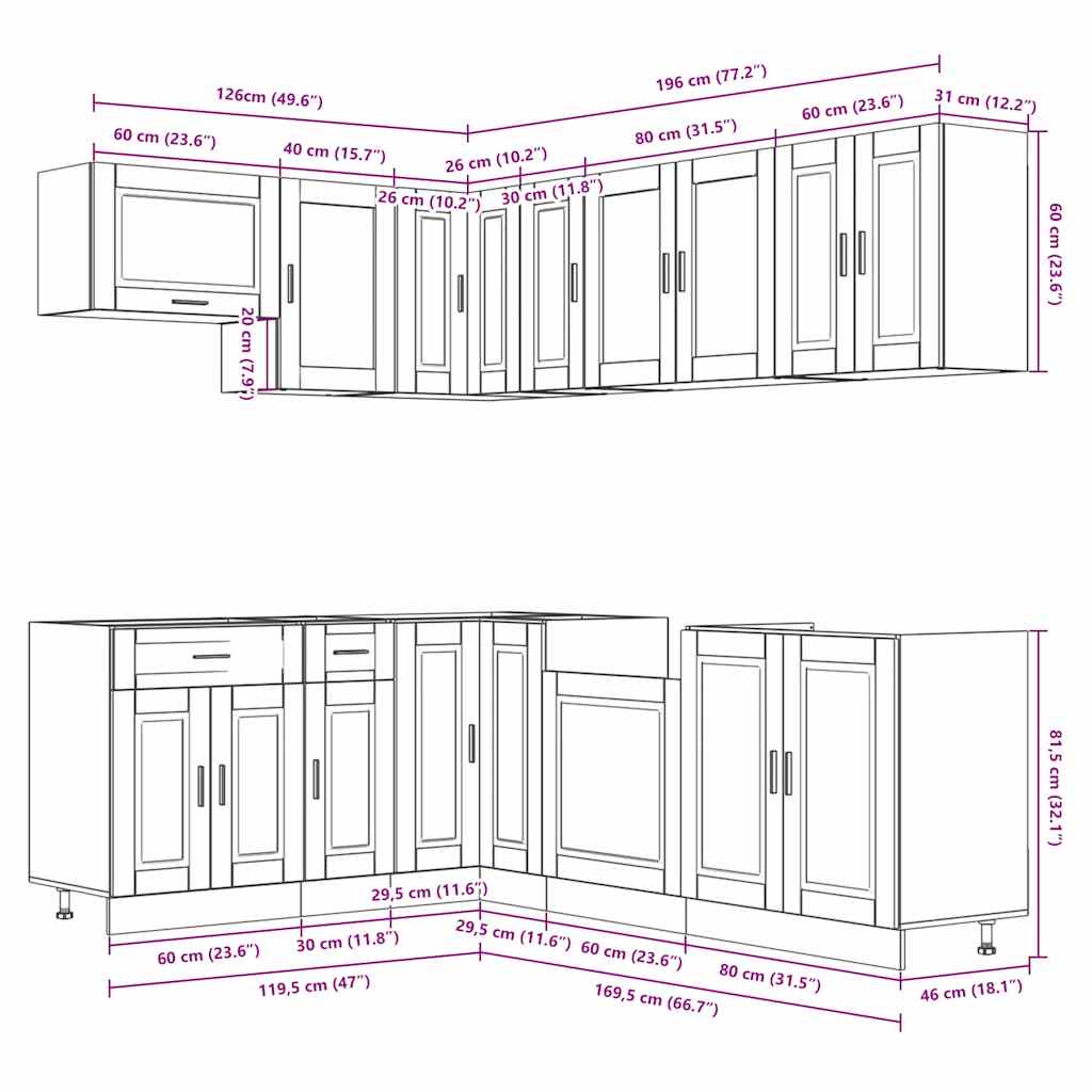 Set Mobili Da Cucina 11 Pz Porto In Truciolato