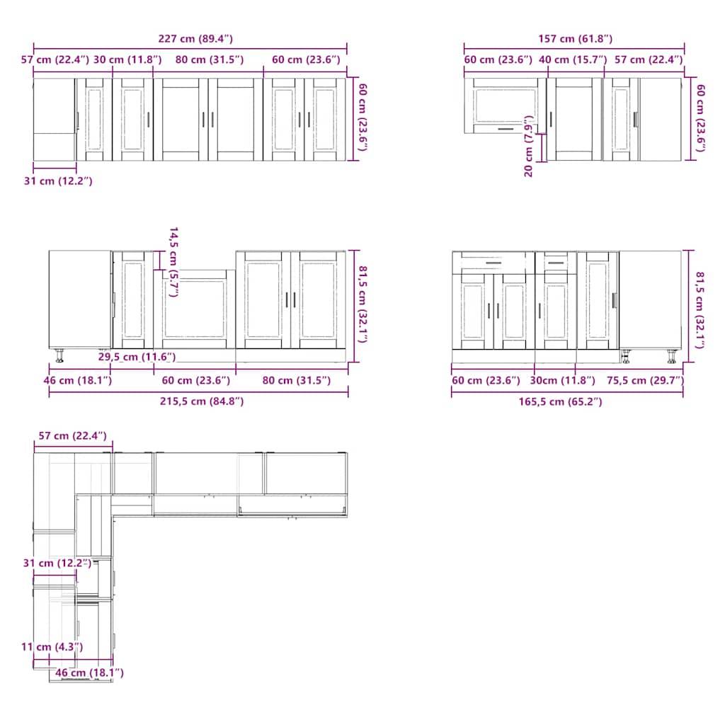 Set Mobili Da Cucina 11 Pz Porto In Truciolato