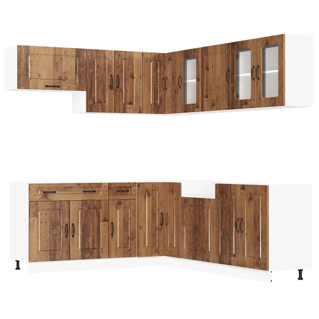 Set Mobili Da Cucina 11 Pz Kalmar Legno Vecchio In Truciolato