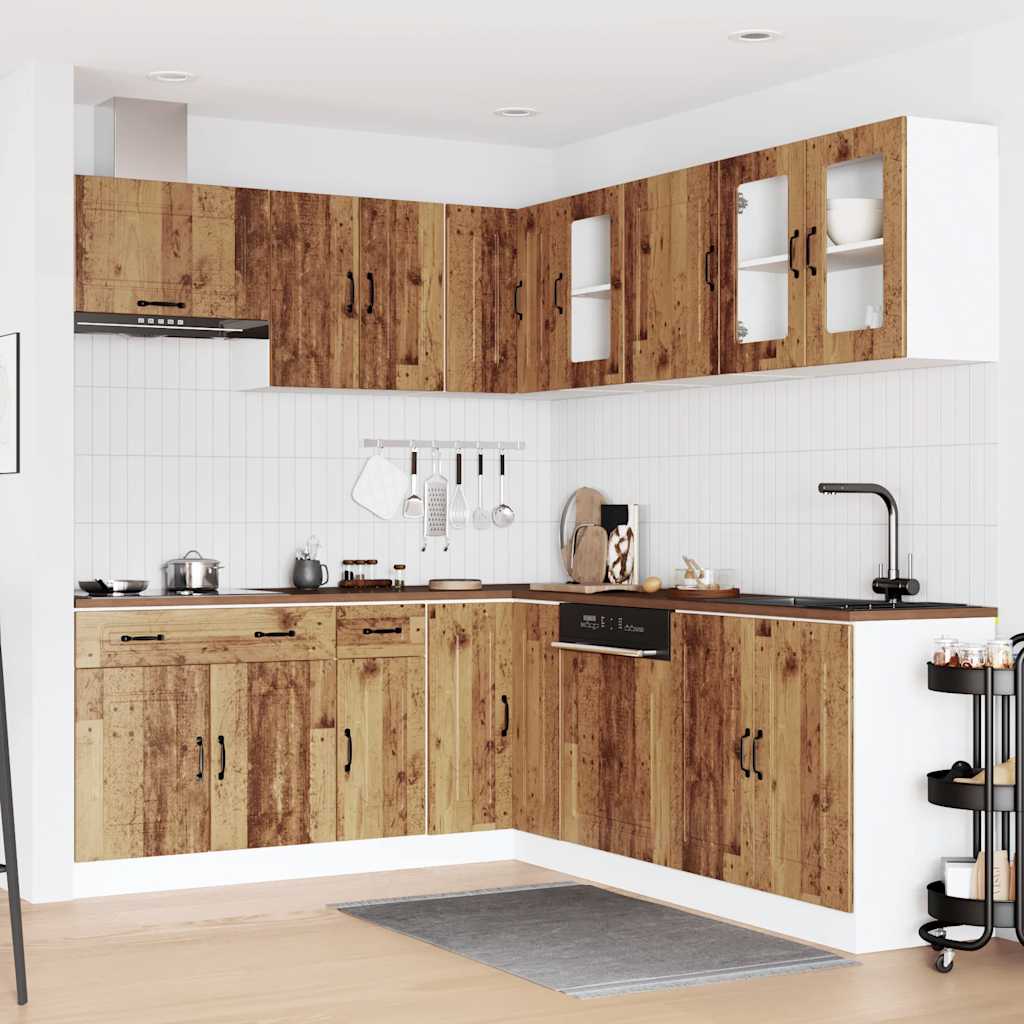 Set Mobili Da Cucina 11 Pz Kalmar Legno Vecchio In Truciolato