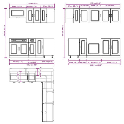 Set Mobili Da Cucina 11 Pz Kalmar Legno Vecchio In Truciolato