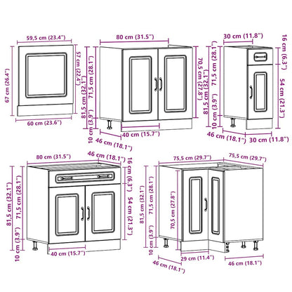Set Mobili Da Cucina 11 Pz Kalmar Legno Vecchio In Truciolato