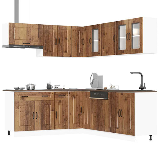 Set Mobili Da Cucina 11 Pz Kalmar Legno Vecchio In Truciolato