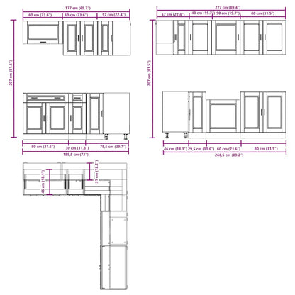 Set Mobili Da Cucina 11 Pz Porto Neri Legno Multistrato