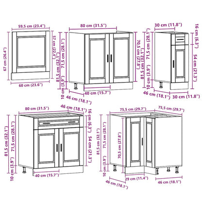 Set Mobili Da Cucina 11 Pz Porto Neri Legno Multistrato